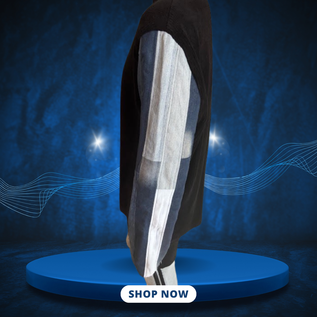 Denim Patchwork Sleeve Pullover - Image 3