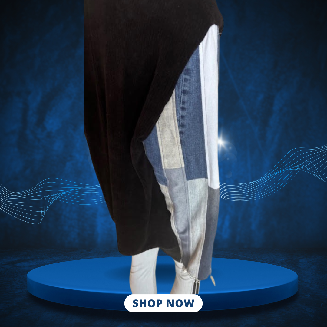 Denim Patchwork Sleeve Pullover - Image 6